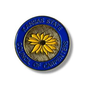 Vintage Kansas State Lapel Pin Council of Carpenters 1" Flower